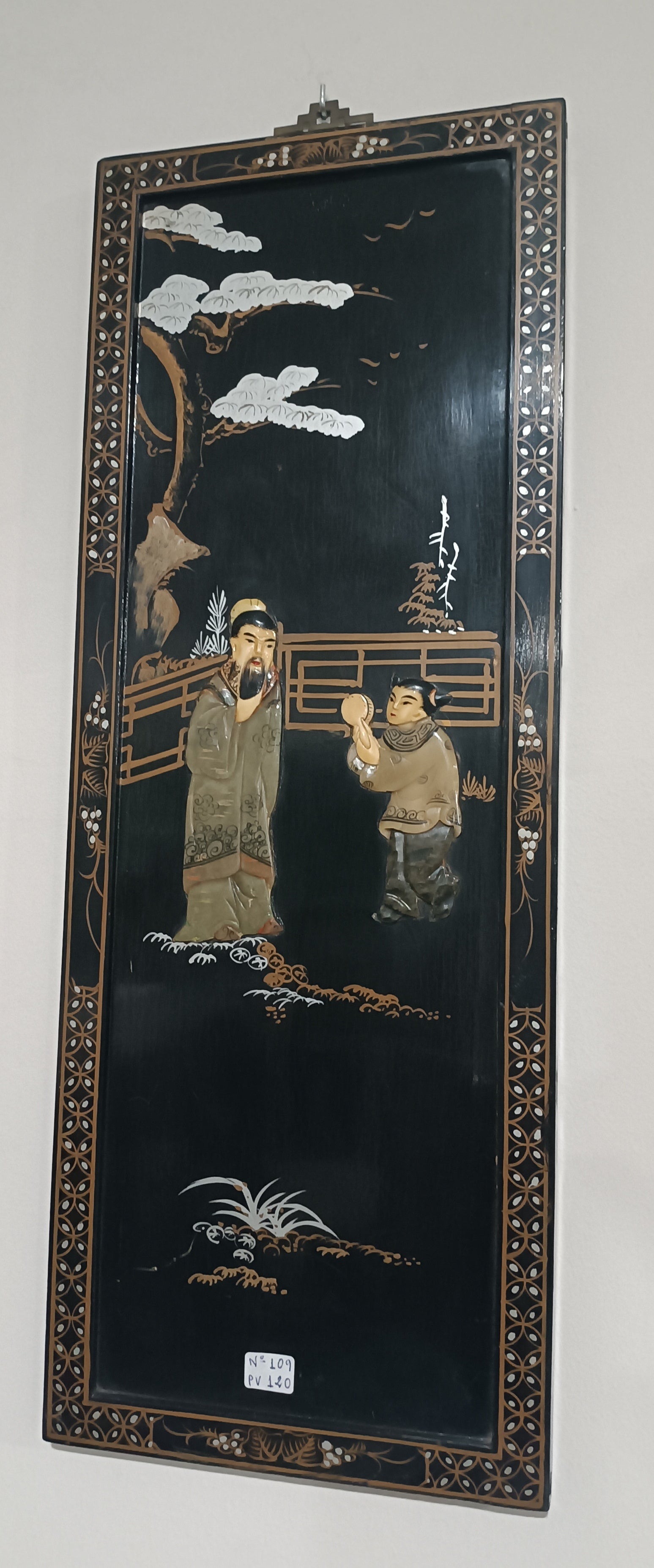 Panel decorativo de arte asiático, de origen chino o vietnamita