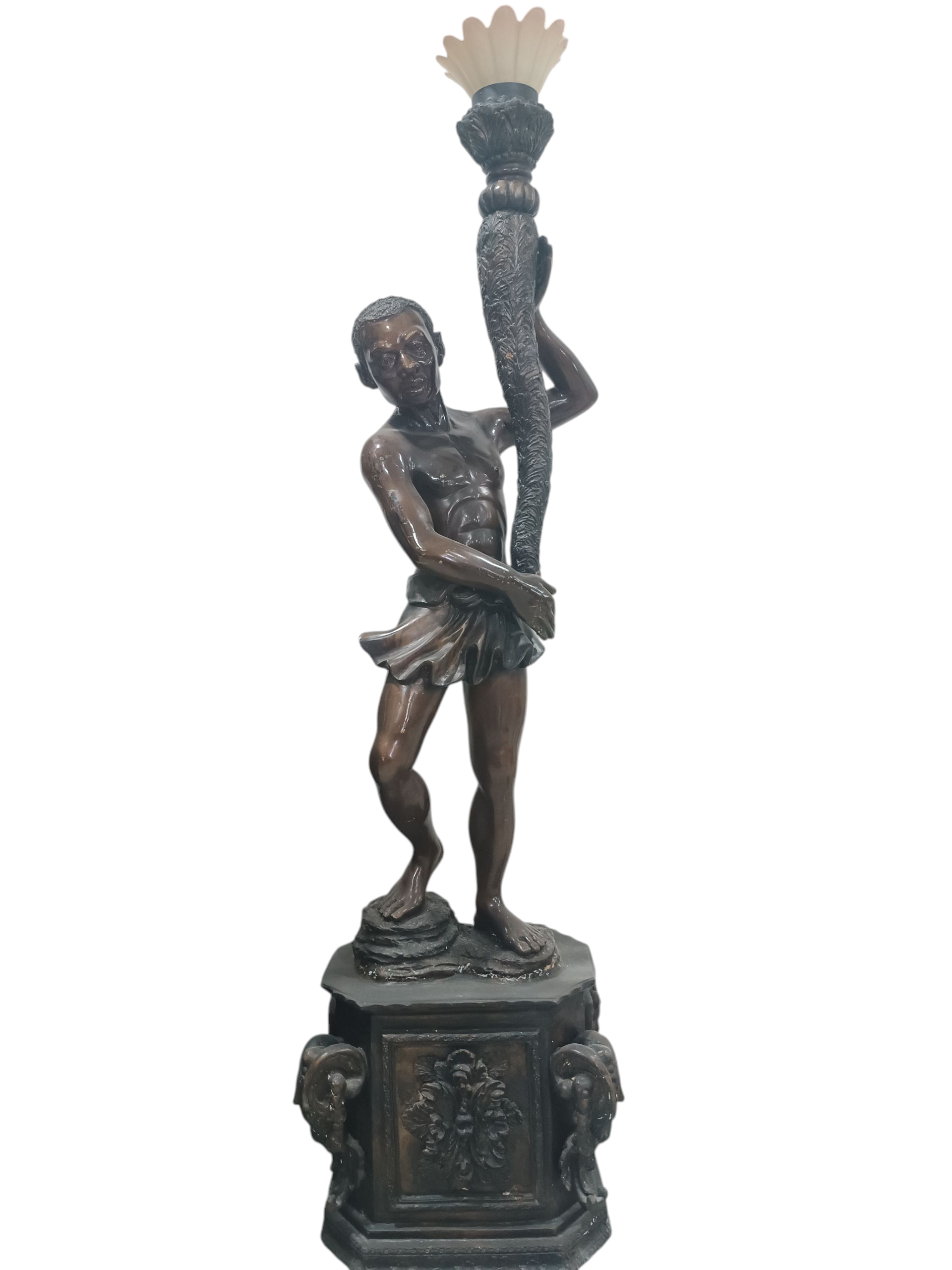 Escultura de bronce macizo Lampara de pie