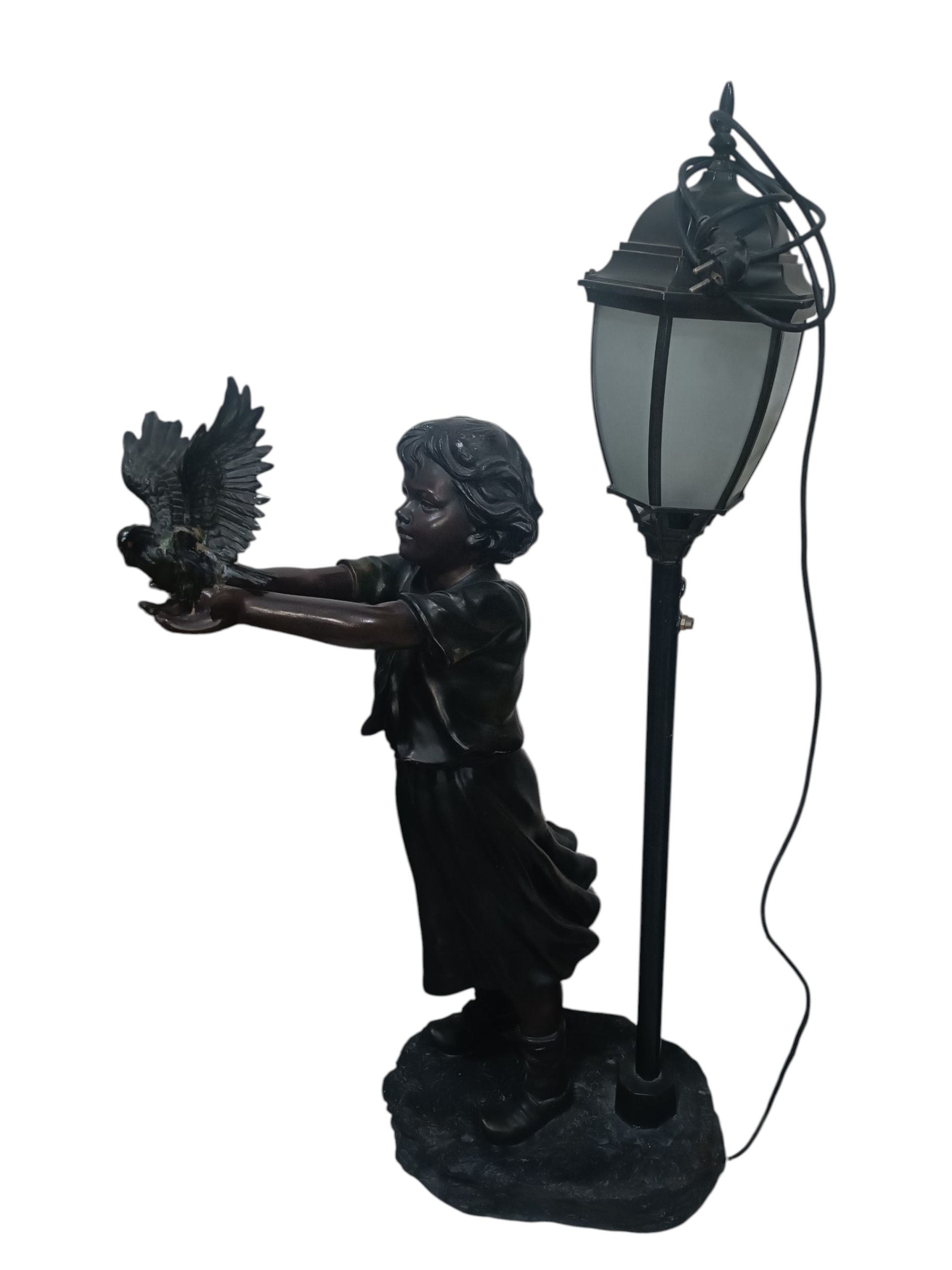 Figura Lampara Niña liberando paloma