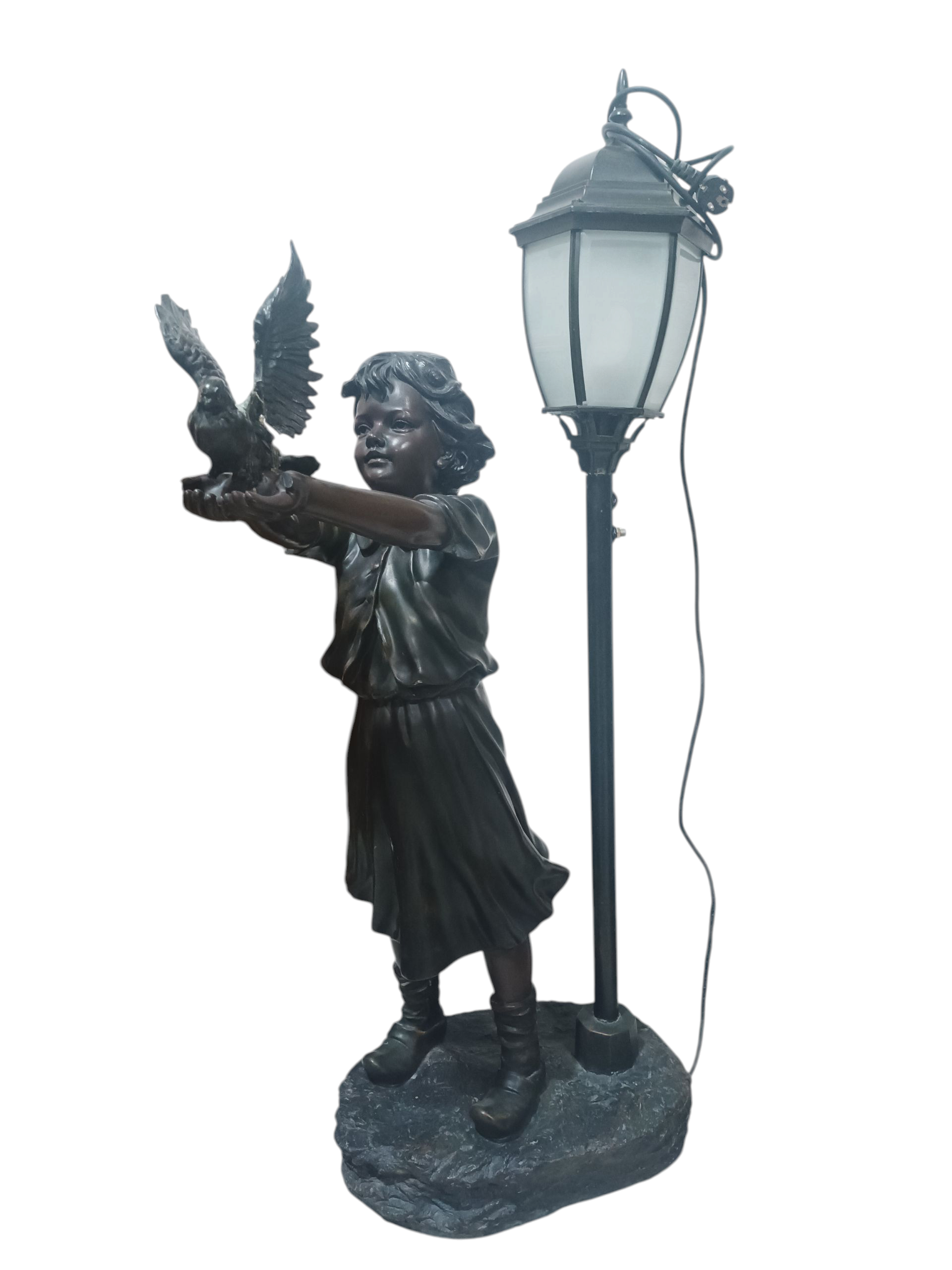 Figura Lampara Niña liberando paloma