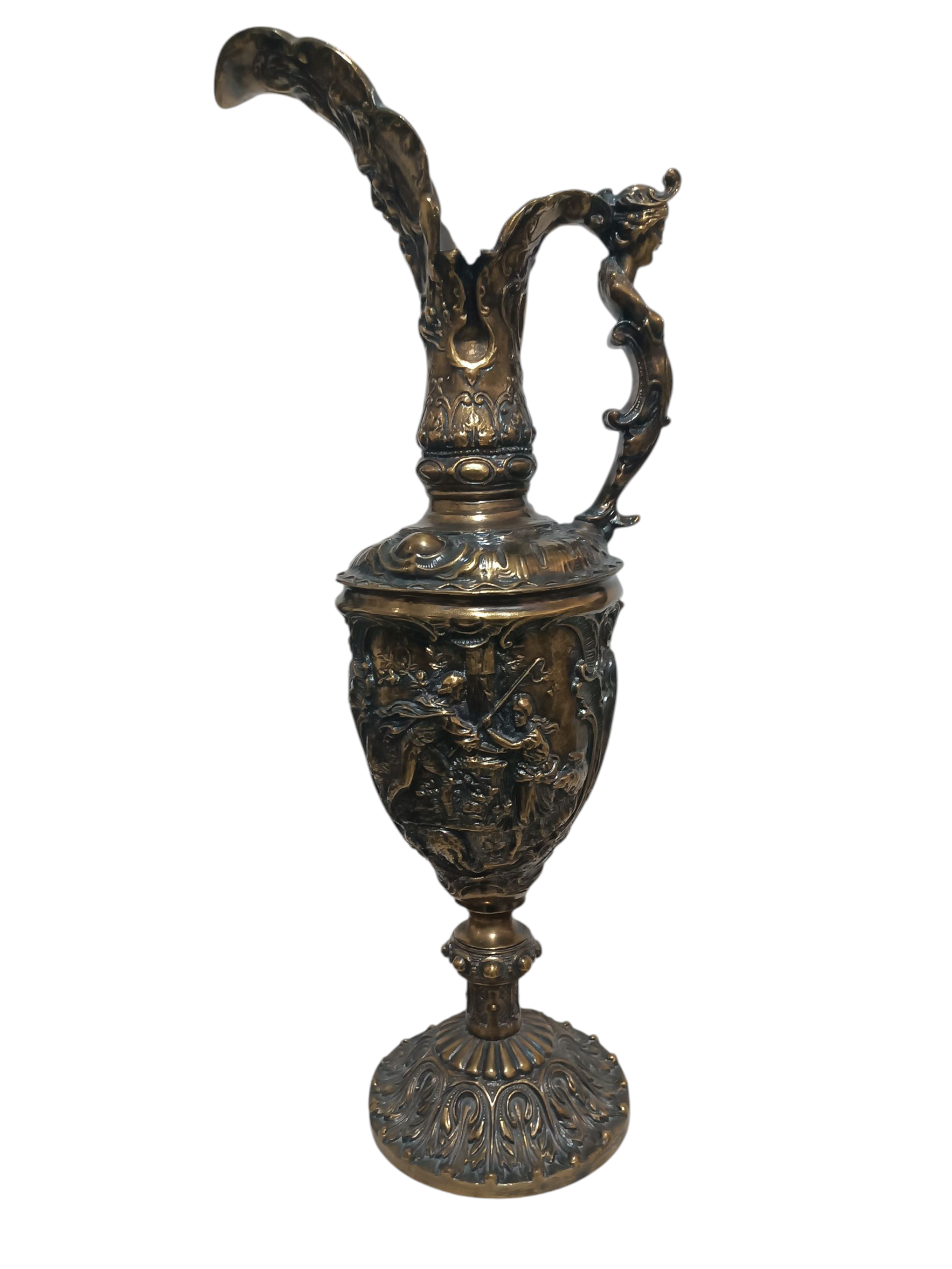 Gran Jarra Decorativa Barroca en Bronce con Relieves Mitológicos – 59 cm