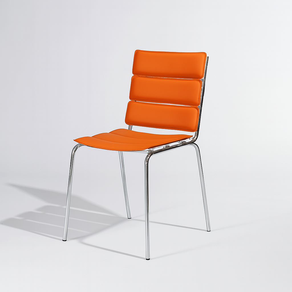 Silla estilo Candy con estructura cromada y tapizado blanco