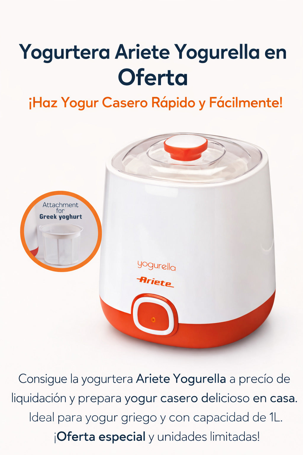 Yogurtera Ariete Yogurella 1L – Máquina para Yogur Casero y Yogur Griego en Oferta Outlet