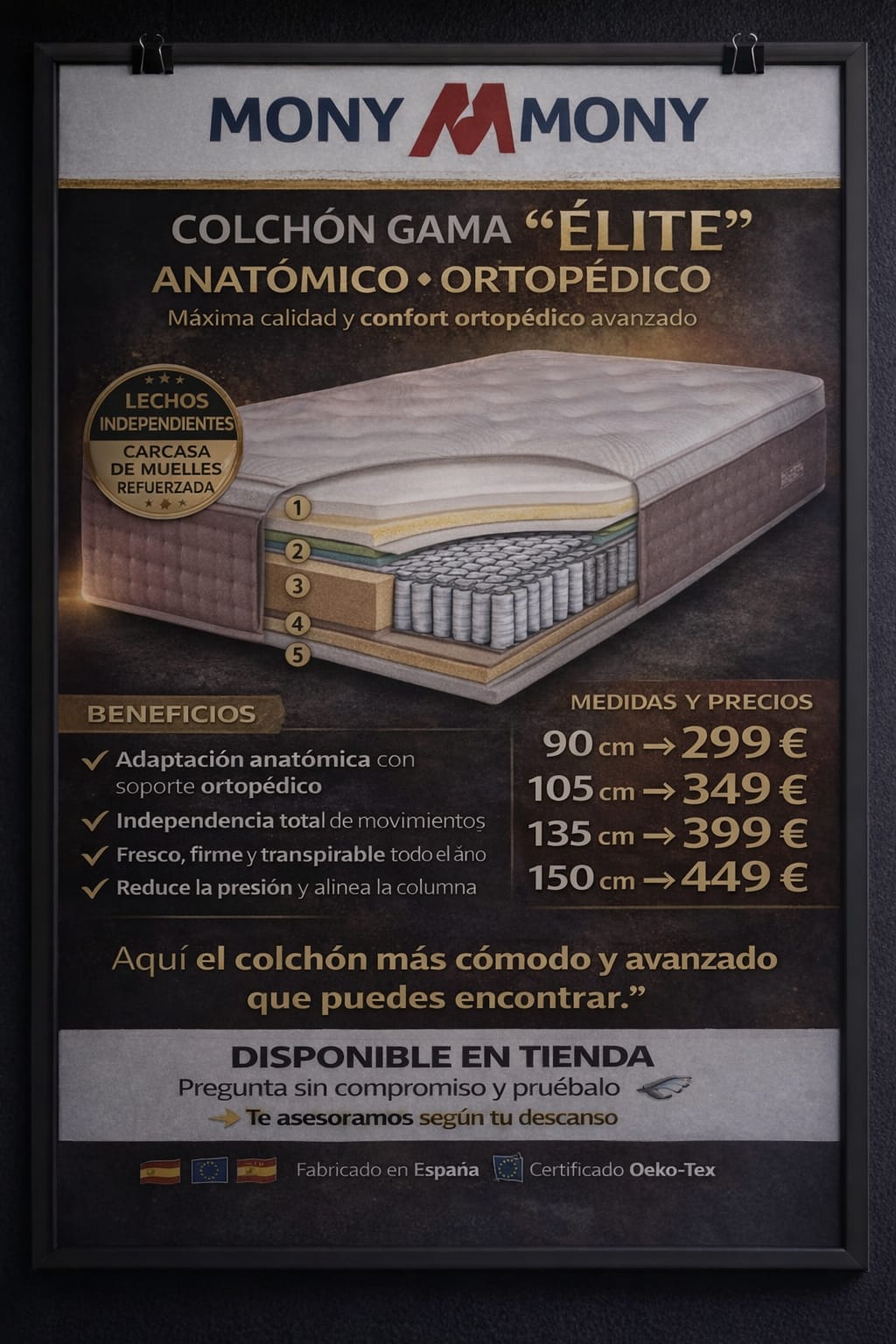 Colchón gama "ÉLITE" - anatómico ortopédico