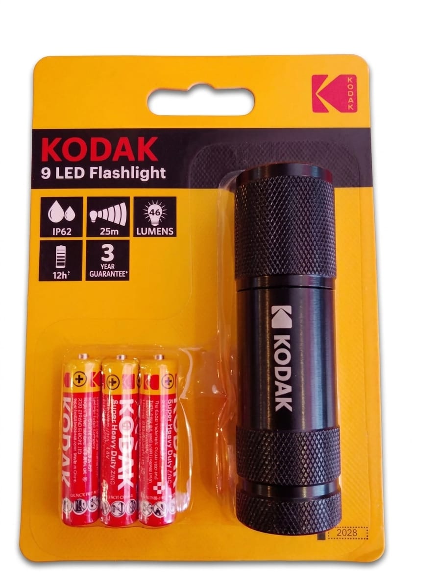 Linterna Kodak LED de Alta Resistencia – Pack con 3 Pilas Incluidas