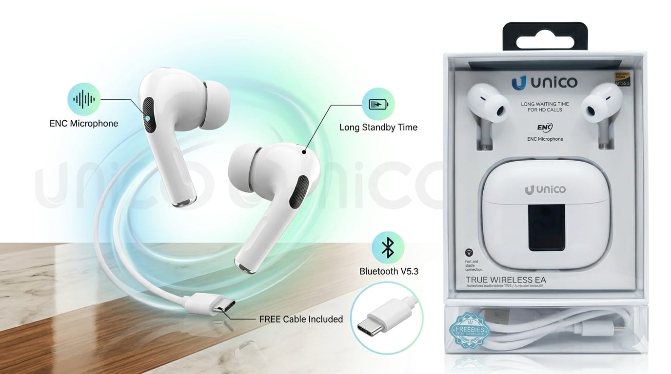 True Wireless Unico – Sonido HD y Cancelación de Ruido ENC