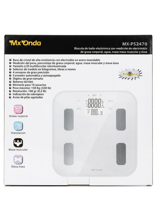 Báscula de Baño Inteligente Mx Onda MX-PS2470 – Análisis Corporal Completo