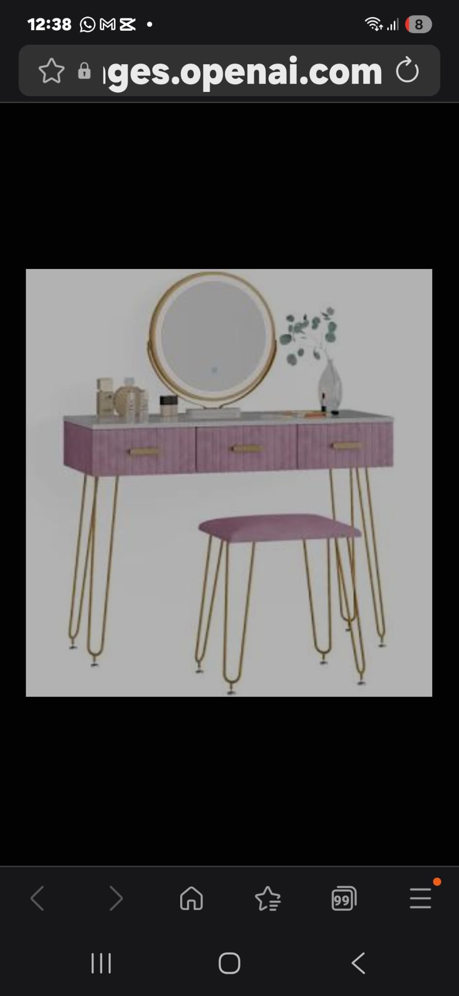 Tocador Maquillador con Espejo LED Redondo y Taburete – Diseño Moderno Rosa y Dorado con Cajones