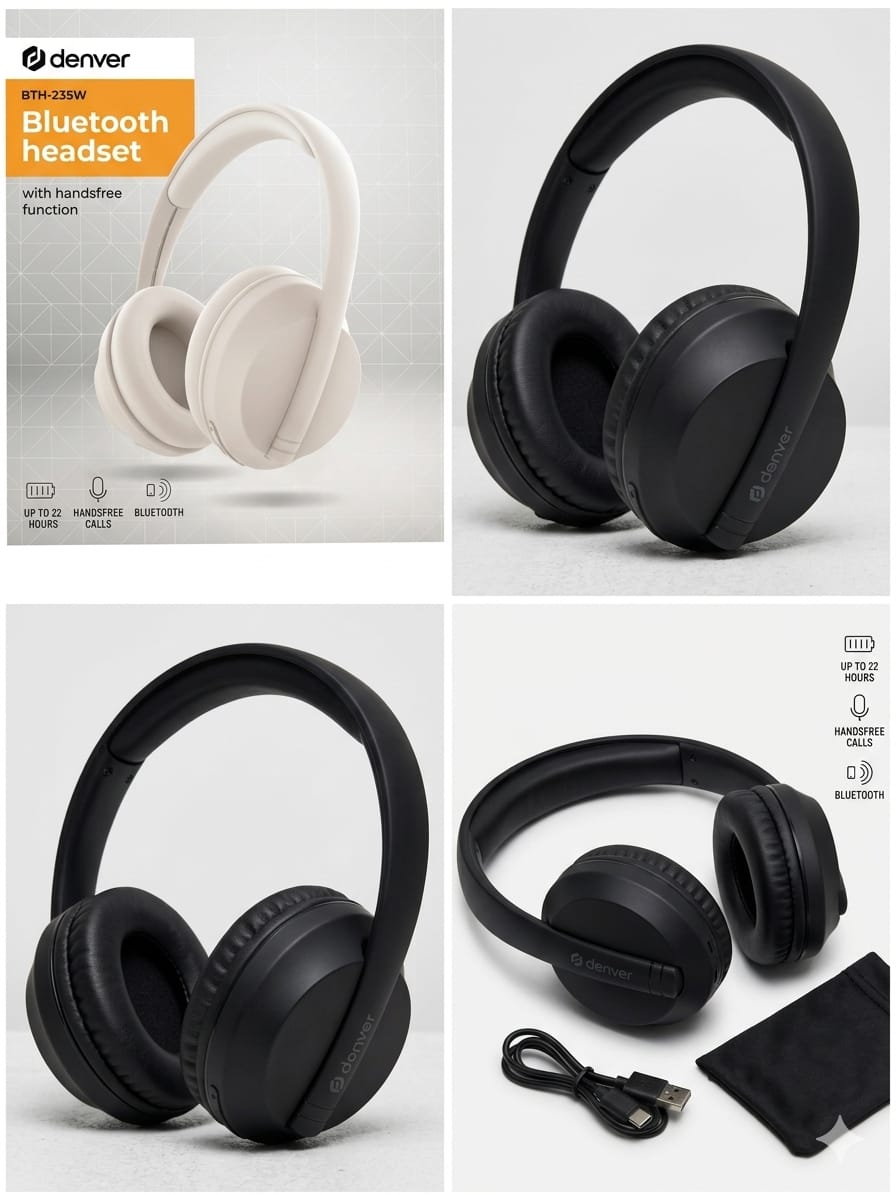 🎧 Auriculares Bluetooth Denver BTH-235W – Libertad y estilo en cada sonido