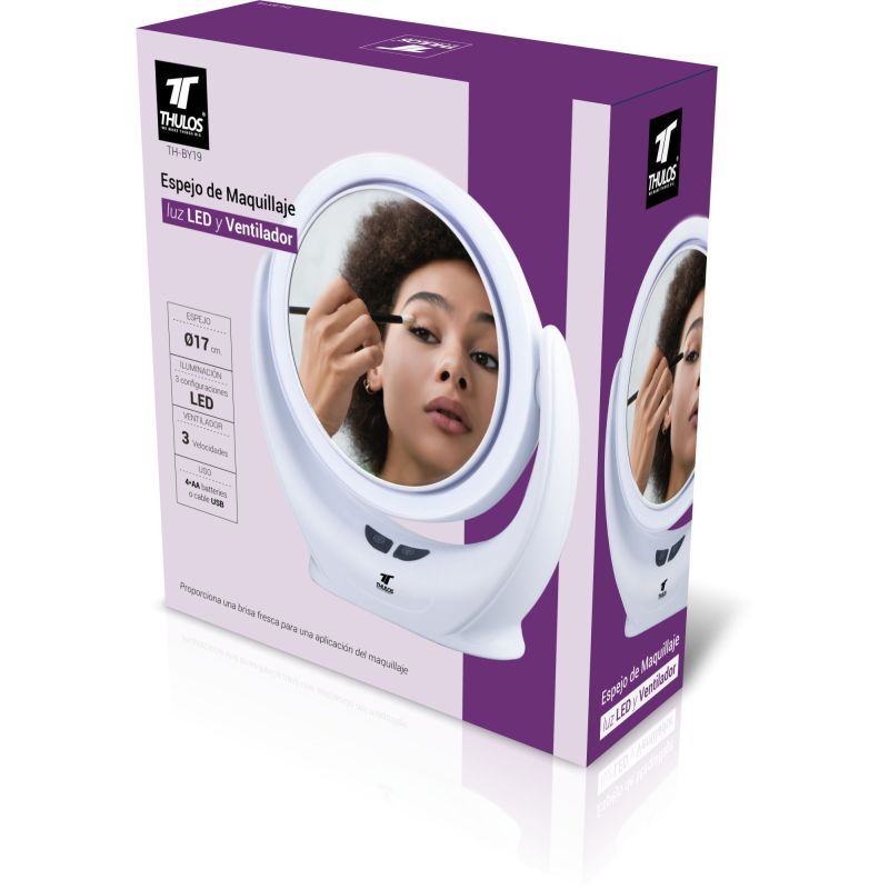 ✨ ¡Maquillaje Impecable y Fresco! Espejo THULOS con LED y Ventilador Integrado ✨